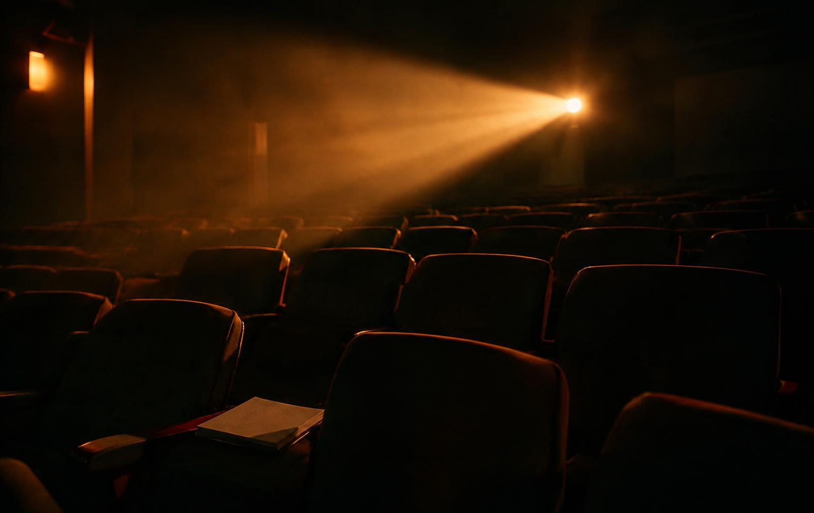 A projector beam in an empty screening room